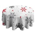 thumbnail image 4 of Multicolor Christmas Snowflake Pattern Round Tablecloth 60"x60",Wrinkle Wipeable Table Cloth for Kitchen Dining Room Picnic Patio Party, 4 of 6