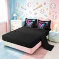 thumbnail image 3 of Homewish Watercolor Ink Painting 7-Piece Bedding Comforter Set,Rugby Football Sport King Bedding Sets,Cyan Pink Black Bed Sheets For Teens,Microfiber Bedroom Decor Reversible, 3 of 8
