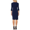 thumbnail image 3 of INSPIRE CHIC Women's Vintage Dress 3/4 Sleeve Wear-to-Work Sheath Dresses M Dark Blue, 3 of 6