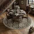 thumbnail image 3 of BERTHMEER Brown Round Area Rugs 6'x6' Washable Rugs for Living Room Bedroom Office Dining Room Non-slip Oriental Traditional Distressed Rugs, 3 of 9