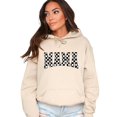 thumbnail image 2 of Checkered Mama Hoodie for Women Trendy Varsity Checkerboard Pullover, Sand Hoodie, M, 2 of 8