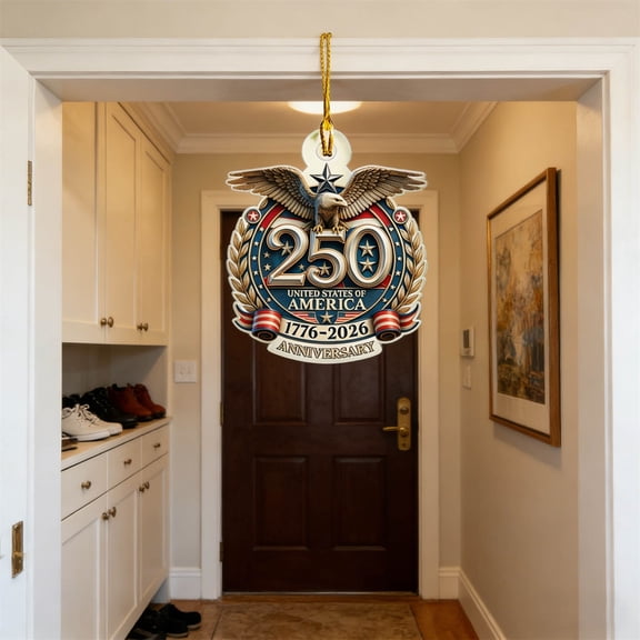 BSJJY USA 250th Anniversary Ornament, 3.14in Commemorative Hanging Pendant, Vintage Keepsake for Home Decor, 2026 Jubilee, and Patriotic Celebration Display (B)