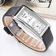 thumbnail image 3 of Reloj unisex de doble esfera con correa de cuero genuino, reloj de pulsera de cuarzo para parejas, sencillo y minimalista, para hombres y mujeres, en blanco y negro., 3 of 5