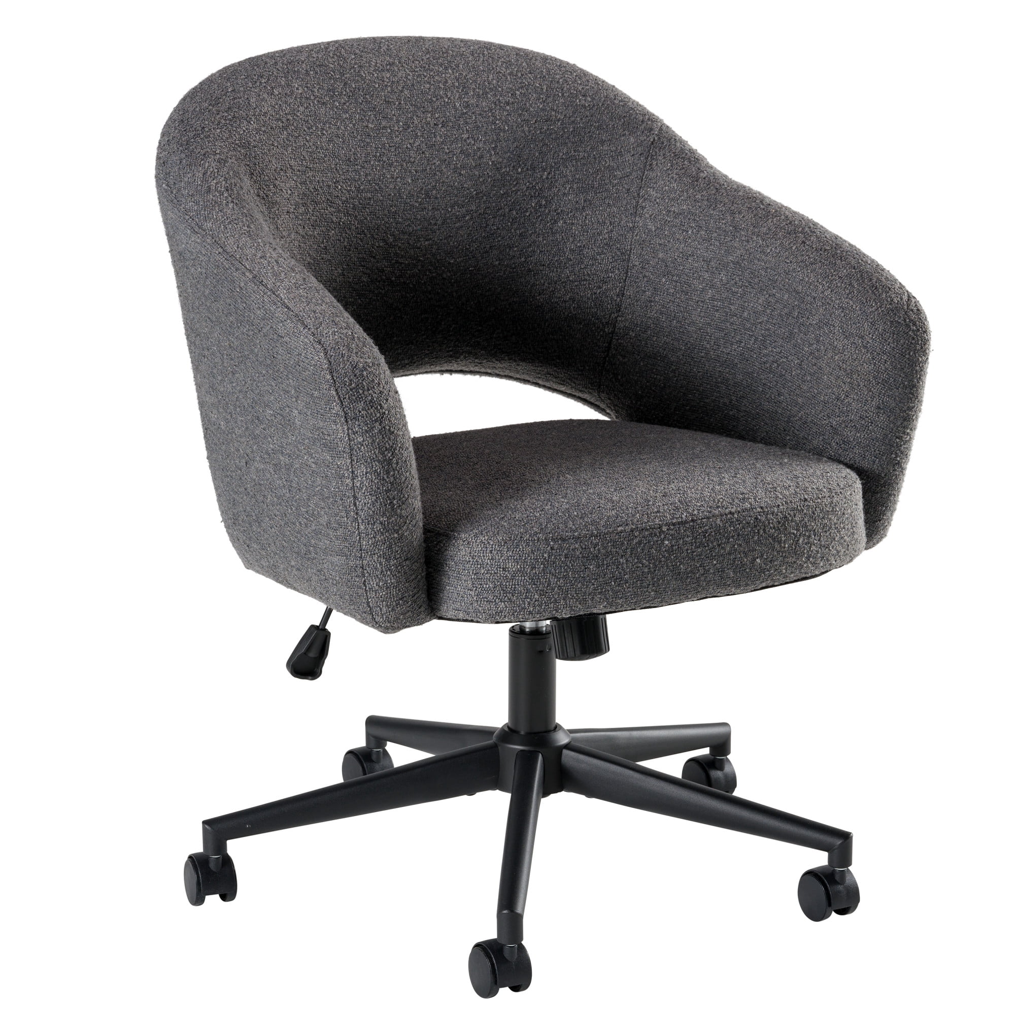 Bush Furniture Fairfax Mid Century Modern Desk Chair for Home Office in Dark Charcoal Fabric