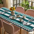 thumbnail image 3 of Teal Blue Anchor Table Cloths for 8 Foot Rectangle Tables, Nautical Summer Beach Coastal Ocean Patio Waterproof Elastic Fitted Tablecloths, Washable Rectangular Table Cover for Camping, 3 of 8