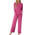 thumbnail image 3 of MINTREUS Women's Pajama Set Long Sleeve Lounge Set Ribbed knit Sleepwear Two Piece Pjs Set with Pocket, 3 of 8