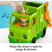Fisher-Price Little People Recycling Truck Musical Toddler Garbage Toy Set, 5 Pieces