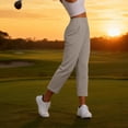 thumbnail image 5 of YVNAURA Women 7/8 Ankle Pants High Waisted Stretchy Travel Work Pants with Pockets Elastic Drawstring Casual Lounge Athletic Cropped Trousers Pull On 2026, Brown,L, 5 of 9