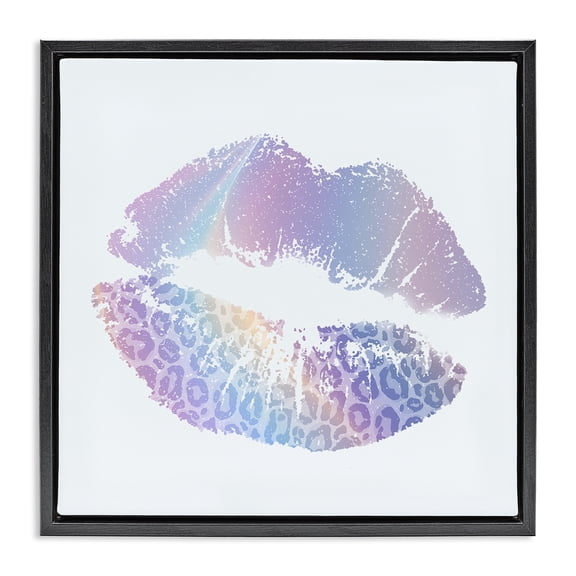 Stupell Industries Purple Rainbow Lipstick Fashion Painting Black Floater Framed Canvas Art Print Wall Art, 18 x 18
