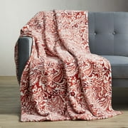 Better Homes & Gardens Oversized Throw, Red Paisley, Polyester, Machine Washable, 50"x72"