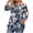 #244-Blue, variant on Craaazy Women's Casual Prints Plus Size Round Neck 3/4 Sleeve Loose Top Oversize Summer Vacation Clothes(XL-5XL) Gifts