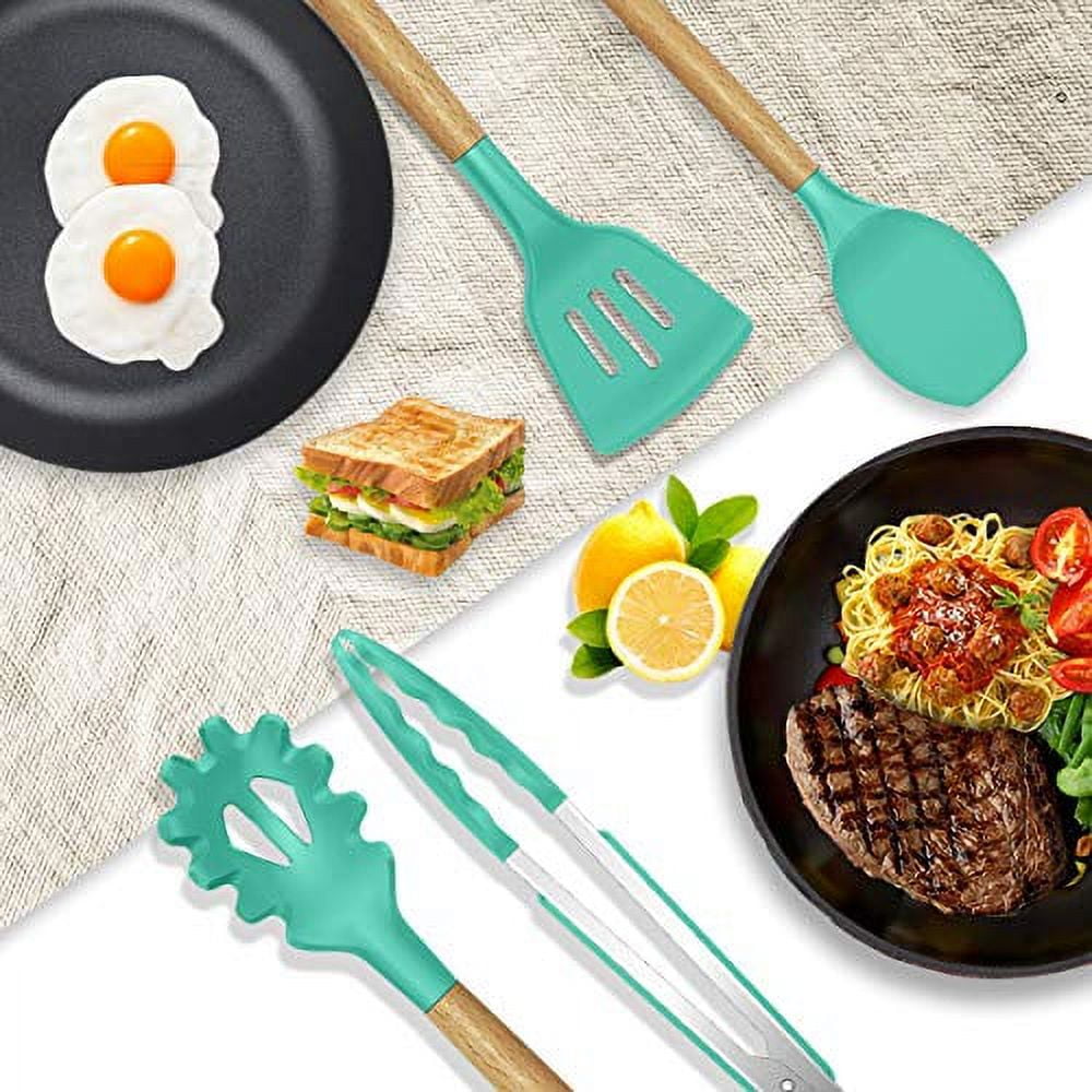 BPA Free Non-Toxic Cooking Utensils 11 Pieces Wooden Silicone