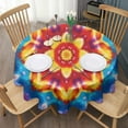 thumbnail image 3 of Rainbow Tie Dye Mandala Pattern Round Tablecloth 60"x60",Wrinkle Wipeable Table Cloth for Kitchen Dining Room Picnic Patio Party, 3 of 6