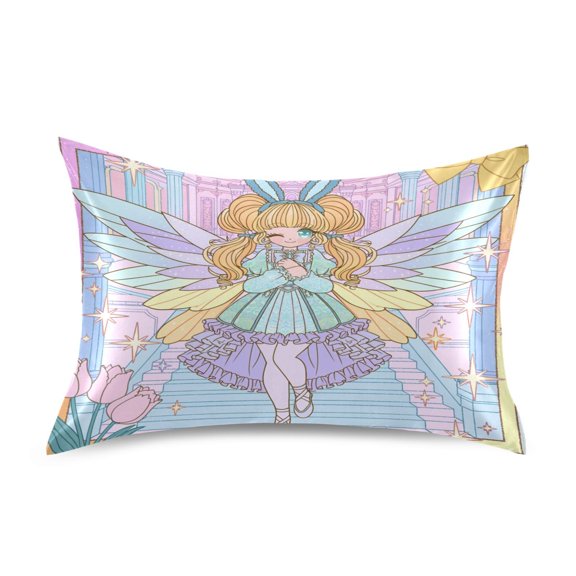 Satin Pillow Case Envelope Pillow Covers Standard Size Soft Pillow Cases for Bedroom, Fairy Printed