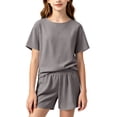 thumbnail image 2 of Edvintorg Girls Summer 2 Piece Sets Lightweight Short Sleeve Crewneck Tops and Shorts Loungewear Matching Set Teen Clothes Size 11-18, 2 of 8