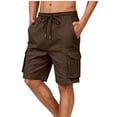 thumbnail image 2 of Sheghy Cargo Shorts for Men 100%Cotton Men Casual Fashion Solid Color Pocket Drawstring Elastic Waistband Cargo Shorts, 2 of 6