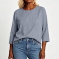thumbnail image 6 of ThriftyPlait Casual Striped Tops for Women Cotton Crewneck 3/4 Sleeve T-Shirt Loose Slimming Drape Tunic Comfy Layering Everyday Office Knit Tops, 6 of 6