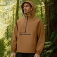 thumbnail image 2 of RYDCOT Men Waterproof Jacket with Half Zipper Solid Color Long Sleeved Hooded Lightweight Rain Coat for Outdoor Hiking Coffee L(L), 2 of 9