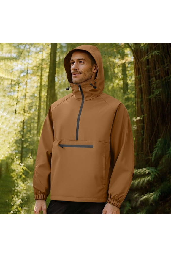 Winter Jackets for Men Lightweight Quarter Zip Pullover Windbreaker Hiking Running Wind Breaker Jackets with Pocket