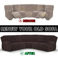 thumbnail image 4 of Large Reclining Sectional Couch Covers, 7 Pieces 5 Seater Recliner Cover Anti Slip Corner Sofa Furniture Protector for 5 Cushion Sofa Slipcovers, Dark Brown, 4 of 13