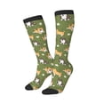 thumbnail image 2 of Vsdgher Shiba Inu Dog And Flower Print Thigh High Socks Extra Long Stretchy Sock Women Over Knee High Opaque Stocking Daily Wear, 2 of 5