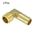 thumbnail image 3 of Brass Hose Barbed Elbow Fitting, 2 Pack 1/2" Barbx3/8" NPT Male 90 Degree, 3 of 6