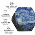 thumbnail image 3 of Rateoe The Starry Night Drawing Drink Coasters Set of 4 Leather Coasters Spill Protection for Table Desk,Durable and Non Slip Leather Coaster ,4 Inches Drink Mats-Hexagon, 3 of 6