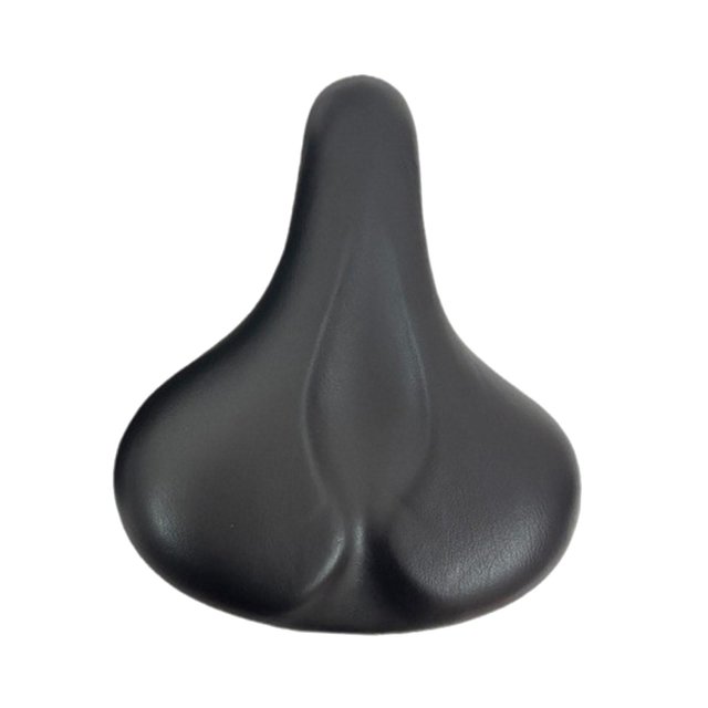 Sillín de bicicleta universal de cuero PU impermeable con acolchado suave para bicicleta Negro