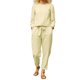 thumbnail image 1 of Trajes De 2 Piezas Conjunto de pantalones de 2 piezas de lino y algodón, ropa diaria de mujer de manga larga (Beige XXXL) Ygjytge para Mujer Beige T XL, 1 of 7