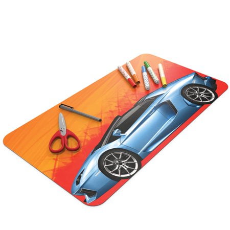 Uncommon Desks Kid's Desk Mat - for Schoolwork Arts & Crafts - Fun Computer & Mouse Pad Blotter - Washable Table Cover - Student School Organizer - Cute Office Home School Supplies - Car Design