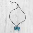 thumbnail image 4 of NOVICA Handmade .925 Sterling Silver Natural Orchid Pendant Necklace Adjustable in Blue from Thailand Resin Glass Bead 'Natural Feeling in Blue', 4 of 9