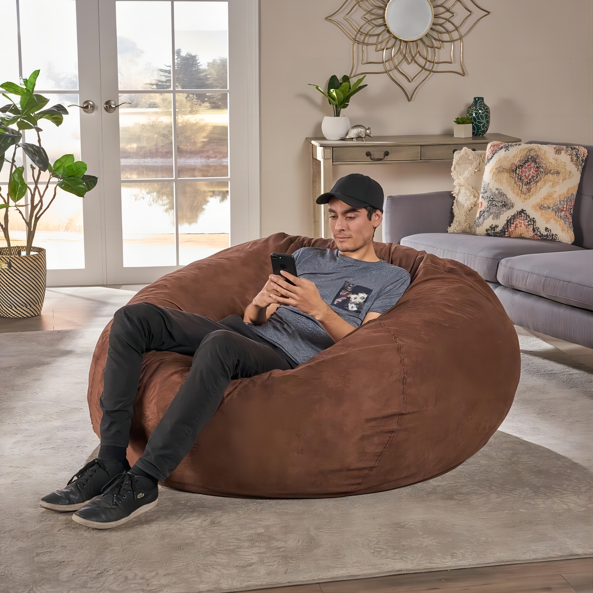 HQZX Comfort Foam Bean Bag Chair, Lounge Sofa for Kids and Adults, Micro Suede Cover, 5 Foot