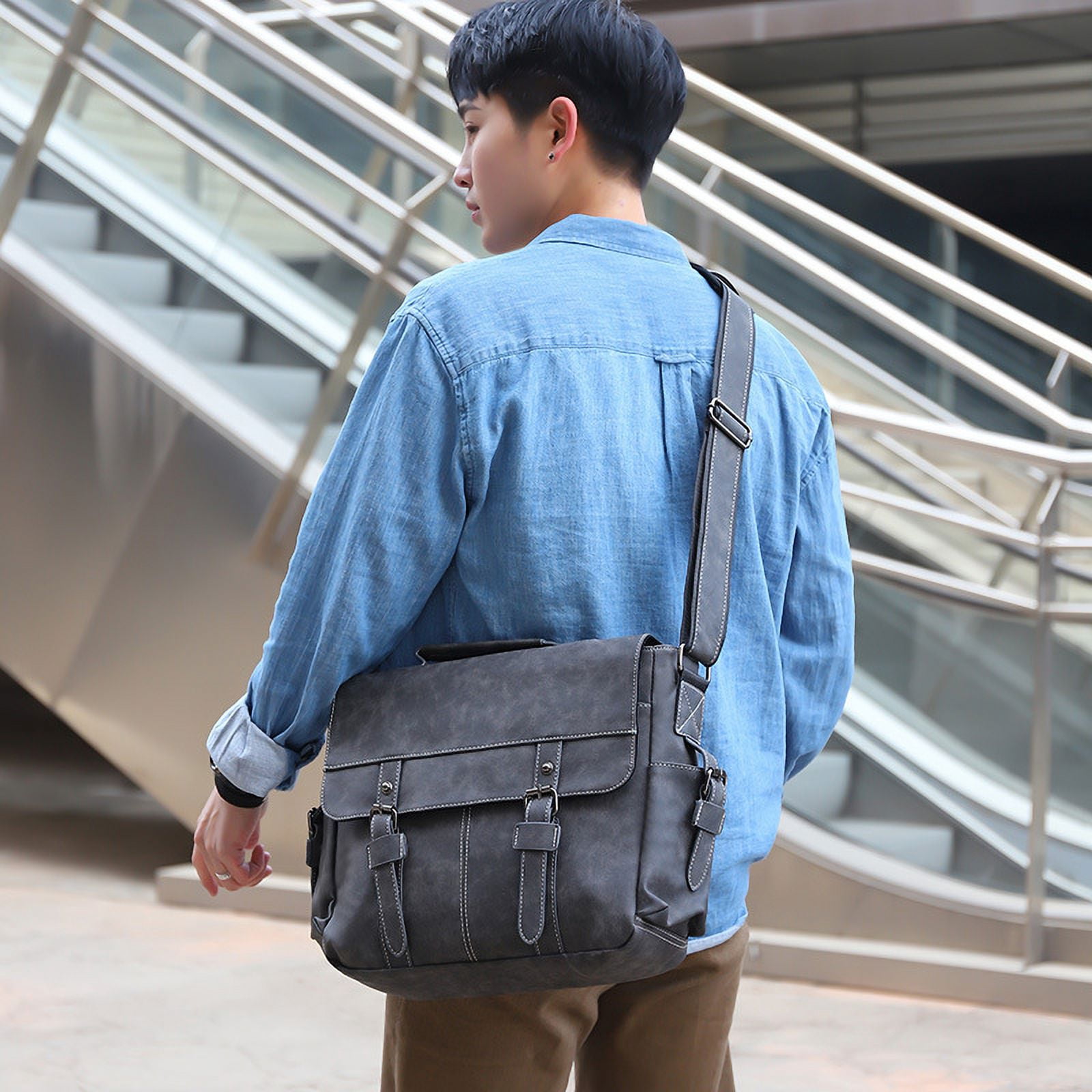 Xeie Thuk Men's Vintage Designer Briefcase PU Leather Tote Business Office Man Messenger Bag Casual Solid Computer Laptop Handbag