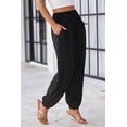 thumbnail image 4 of Women's Black Smocked High Waist Jogger Pants, 4 of 12