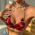 thumbnail image 3 of Kilaqueen Sparkly Sequin Bras for Women Spaghetti Strap Halter V Neck Bikini Tops Fashion Sexy Club Party Festival Outfits, 3 of 6