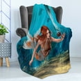thumbnail image 4 of Mermaid Soft Flannel Fleece Throw Blanket, Lifelike Mermaid Holding a Sea Lily Magic Aquatic World Theme, Cozy Plush for Indoor and Outdoor Use, 50" x 70", Burnt Sienna Pale Blue, by Ambesonne, 4 of 5