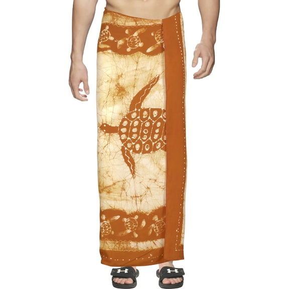 HAPPY BAY Men's Pareo Regular Surfing Dashiki Sarong Long Beach Wrap One Size Orange-Y572 Summer Vacation Party