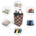 thumbnail image 5 of Bingfone Mardi Gras Plaid Laundry Hamper,Large Canvas Fabric Lightweight Storage Basket Toy Organizer Dirty Clothes Collapsible, 5 of 6