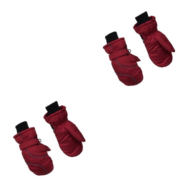 Eigraketly Niños Esquí Manoplas Universal Color sólido Niños pequeños Manopla Niños Niñas Deporte al aire libre Invierno Manopla Ropa Rojo 2piezas