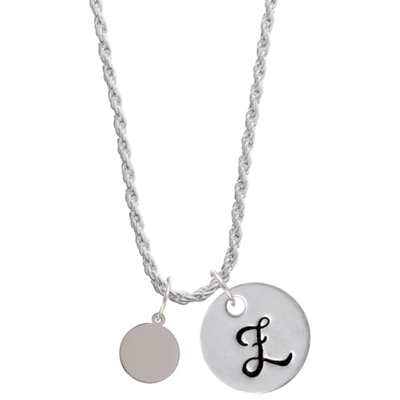 Delight Jewelry Stainless Steel 10mm Blank Disc - Silvertone Script Initial Disc - Z - Charm Necklace, 20"+3"