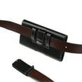 thumbnail image 5 of Universal 6.3" Horizontal Leather Belt Clip Holster Pouch Flip Carrying Holder Case with ID Card Holder, Belt Loops, Magnet for EXTRA LARGE Phone Pouch Cover [ Dimension: 6.6 x 3.5 x 0.7 inch ] BLACK, 5 of 6