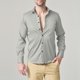 thumbnail image 1 of Blusa y camisa de manga larga con cuello vuelto para hombre, informal, con botones, lisa, de manga larga, transpirable, de poliéster, 1 of 4