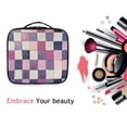 thumbnail image 6 of FORMRS Travel Makeup Bag Large Capacity Train Case Cosmetic Organizer with Adjustable Dividers, Pink and Purple Plaid Pattern, 6 of 8