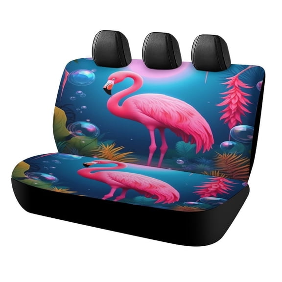 Tropical Flamingo Paradise Car Rear Seat Covers,Bench Back Seat Cover , Easy to Install Universal Fit for Cars Trucks Vans And SUVs