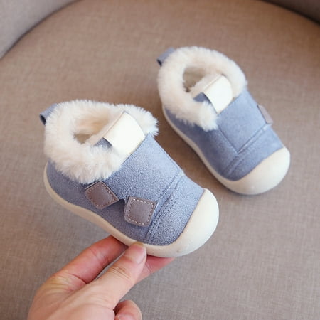 

Beechoice Baby Booties Newborn Boy Girl Shoes Winter Warm Fur Lining Non-Slip Lace Up Prewalker Boots