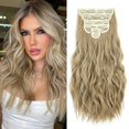 thumbnail image 1 of Fliace Extensiones de cabello con clip, 6 piezas de cabello natural y suave y mezclas bien extensiones de cabello postizos largos ondulados (20 pulgadas, 6 piezas de rubio sucio mixto), 1 of 5