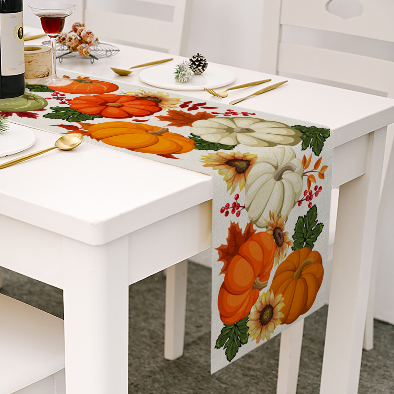 Fall Decorations Pumpkin Table Runner Seasonal Autumn Thanksgiving ...