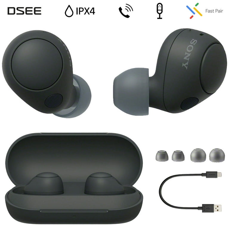 Sony Protection Black 3 Audio and In-Ear YR Enhanced Tech Bundle Essentials Truly Pack with Bundle Wireless WF-C700N Smart Entertainment Headphones, USA CPS