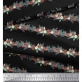 thumbnail image 3 of Soimoi Black Cotton Voile Fabric Pine Leaves & Floral Stripe Print Fabric by The Yard 56 Inch Wide, 3 of 3
