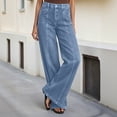 thumbnail image 6 of Women's High Waisted Wide Leg Jeans With Solid Color Front Denim Pants Casual Loose Pants With Functional Pockets Suitable For Daily Wear, 6 of 9